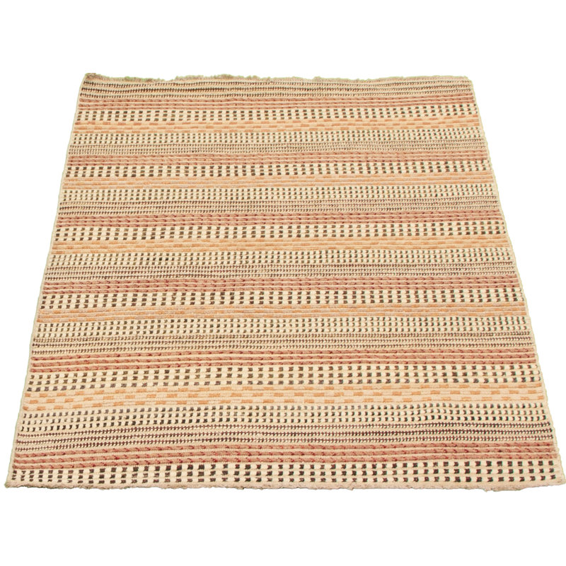 Tapis ivoire / brun en laine noué à la main