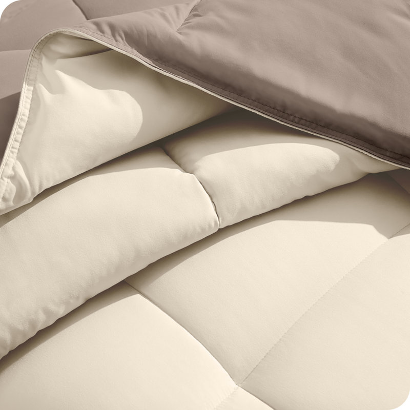 Taupe and Sand Reversible Microfiber Down Alternative Comforter Set