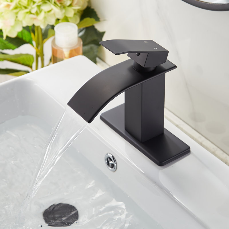 Single-Hole Single-handle Bathroom Faucet with Drain Assembly, Matte Black