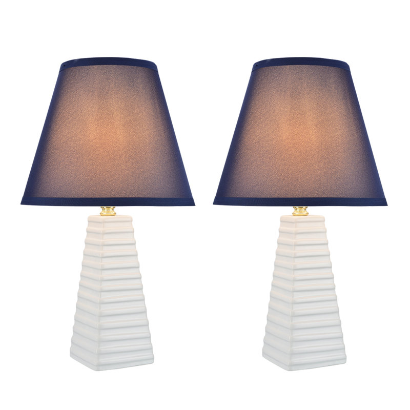 Lampe de table 19 po Judkins, Blanc, Bleu foncé