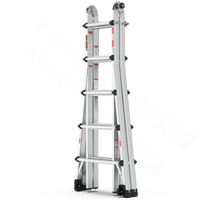 Aluminum Multi-Position Ladder With Wheels, 300 Lbs Weight Rating, 22 FT