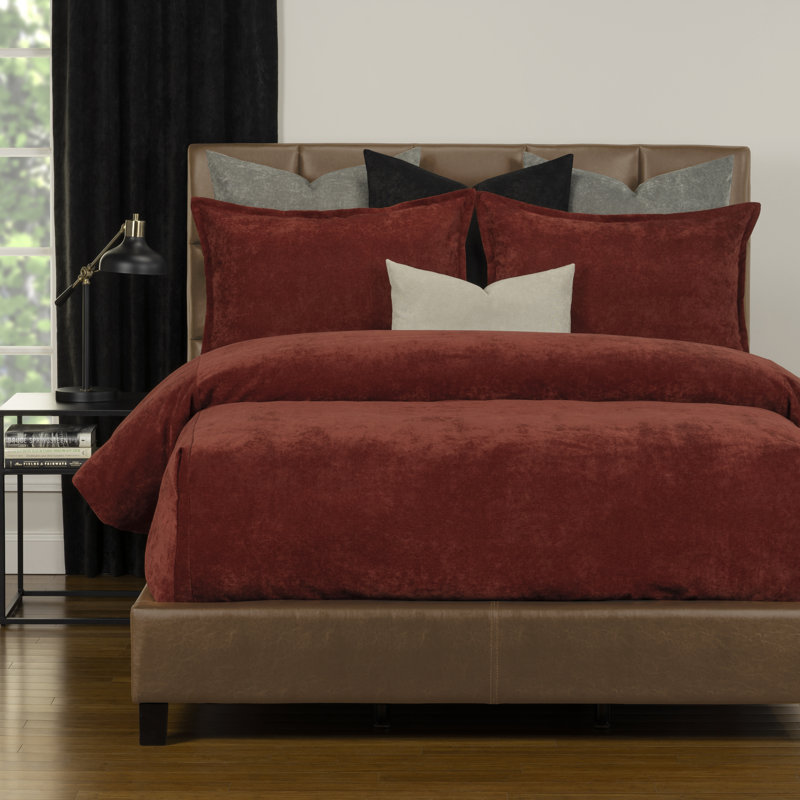 Mixology Velvet Bed Cap Comforter Set with Sewn Corners, Bronze, King Comforter + 6 Additional Pieces