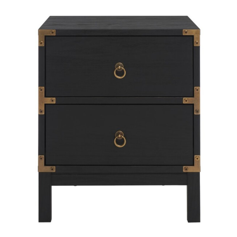 Table de chevet de 15,4 po de largeur avec 2 grands tiroirs, table d'appoint en bois massif de style rétro pour n'importe quelle pièce et bureau