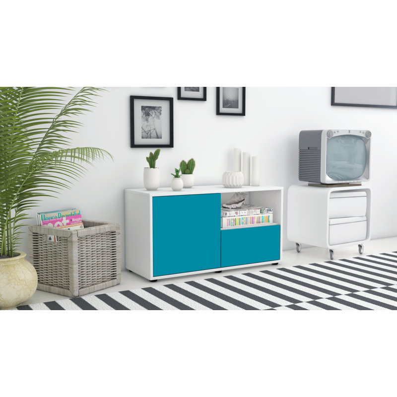 Sincere 92 cm W Chest of Drawers, Turquoise / Matte White