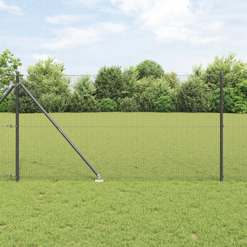 Welded Wire Fence With 7 Spike Posts Grey Steel, 120cm H x 1000cm W
