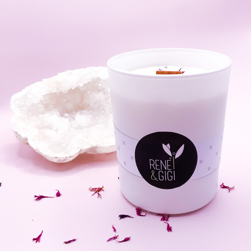 Plant / Floral Scented Jar Candle with Glass Holder