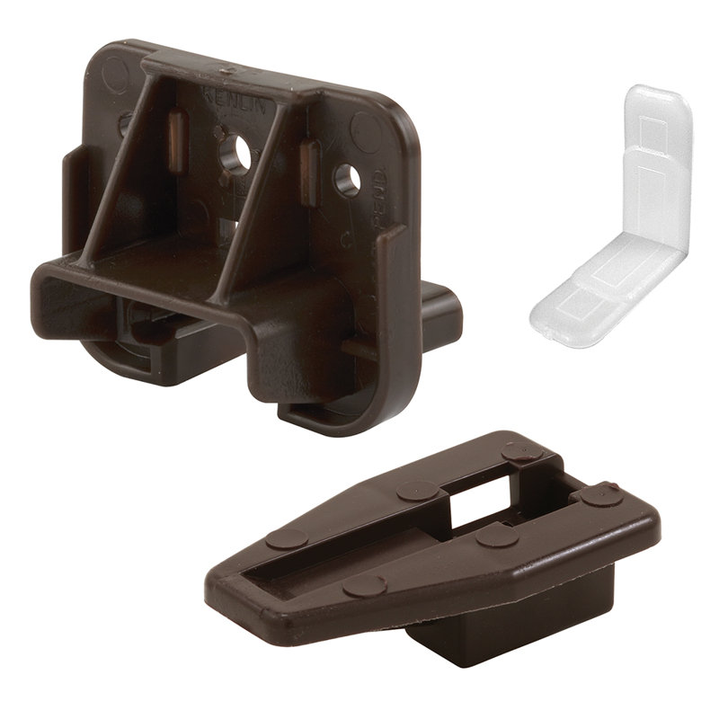 Prime-Line Drawer Track Guide and Glides - Replacement Furniture Parts for Dressers, Hutches and Nightstand Drawer Systems, Brown (1 Set)
