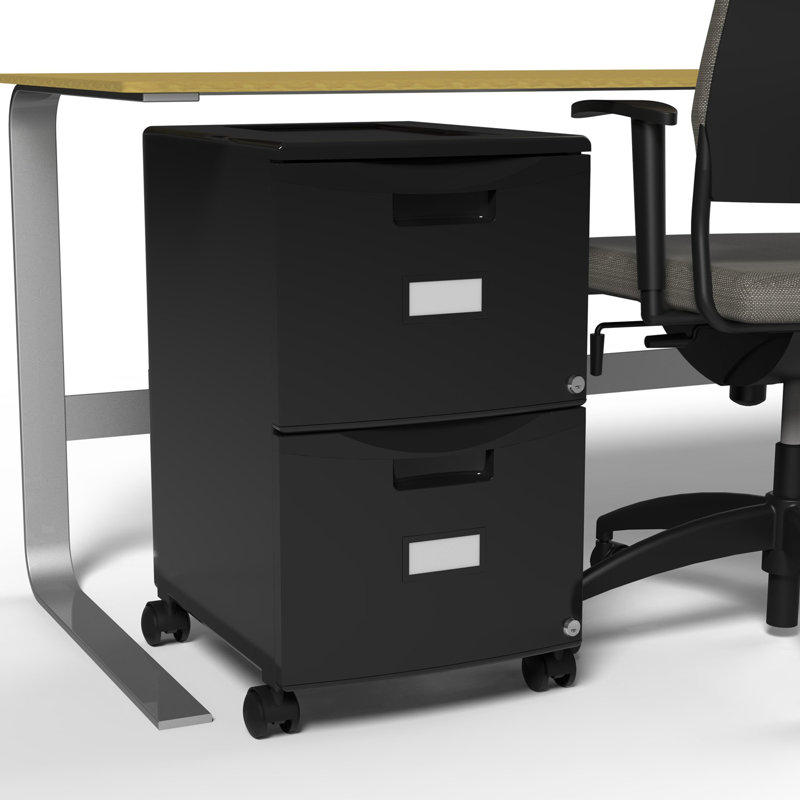 Mesvin 14.75'' Wide 2 -Drawer Mobile File Cabinet, Black