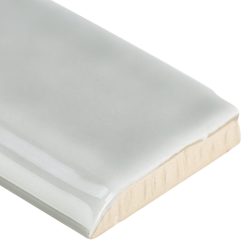 Taupe Polished Ceramic Bullnose Wall Tile Trim, 2x10