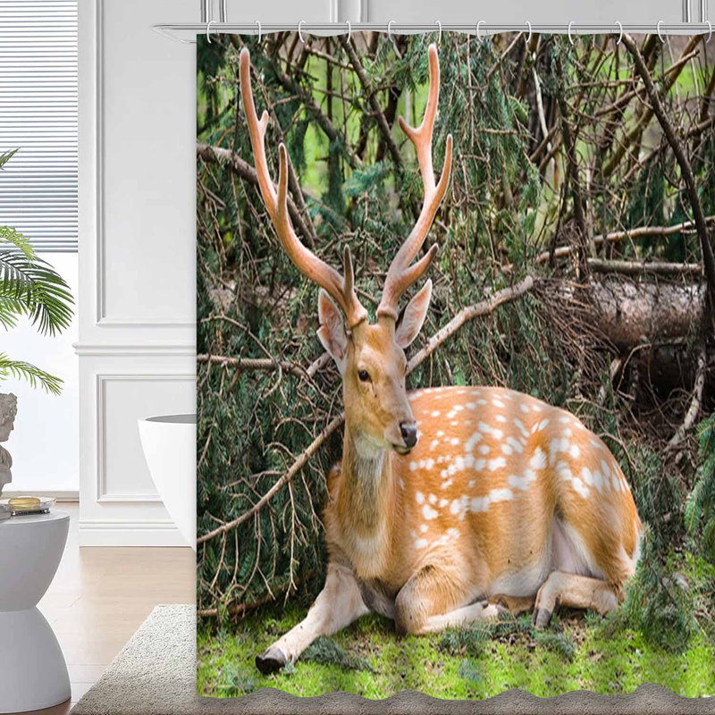 Rideau de douche cerf avec cerfs, L 72 po x l 84 po