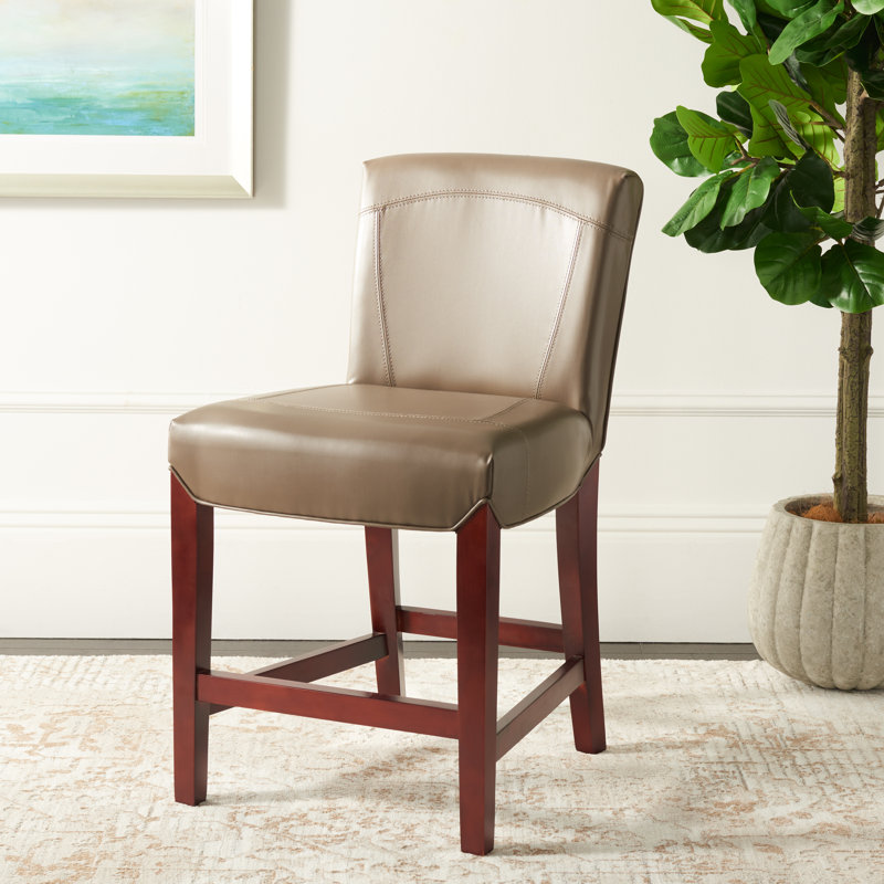 Marnell Upholstered Counter Stool with Solid Wood Frame, Bar Stool (30" Seat Height), Clay