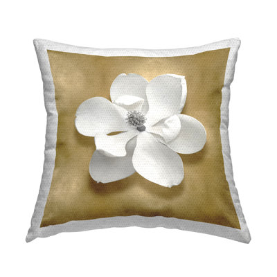 Coussin d'extérieur imprimé à fleurs blanches et glamour Stupell Industries par Caroline Kelly