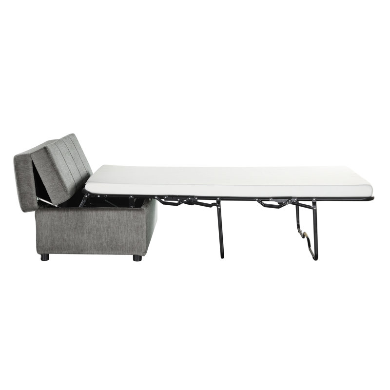 Folding Ottoman Sleeper Bed, Dark Gray