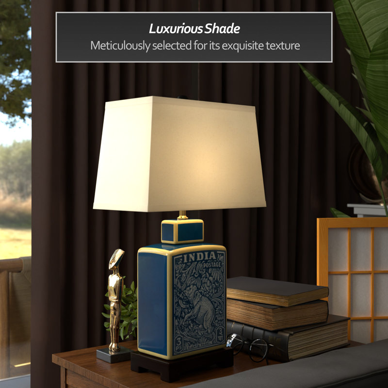 23" Blue Indian Elephant Table Lamp