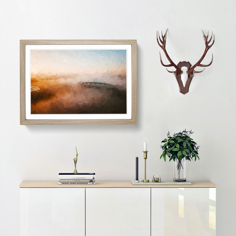 John Frost Bridge in the Netherlands in Abstract - Framed Print, Oak, 50cm H x 76cm W x 2cm D