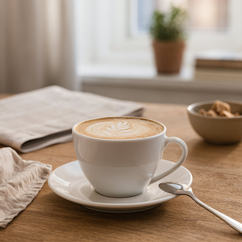 Argon Tableware - Classic White Cappuccino Cup & Saucer - 320ml - White
