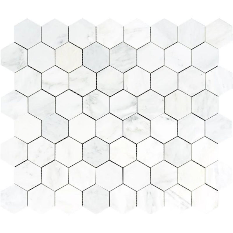 Carreau de mosaïque 3 po x 3 po, Blanc oriental adouci