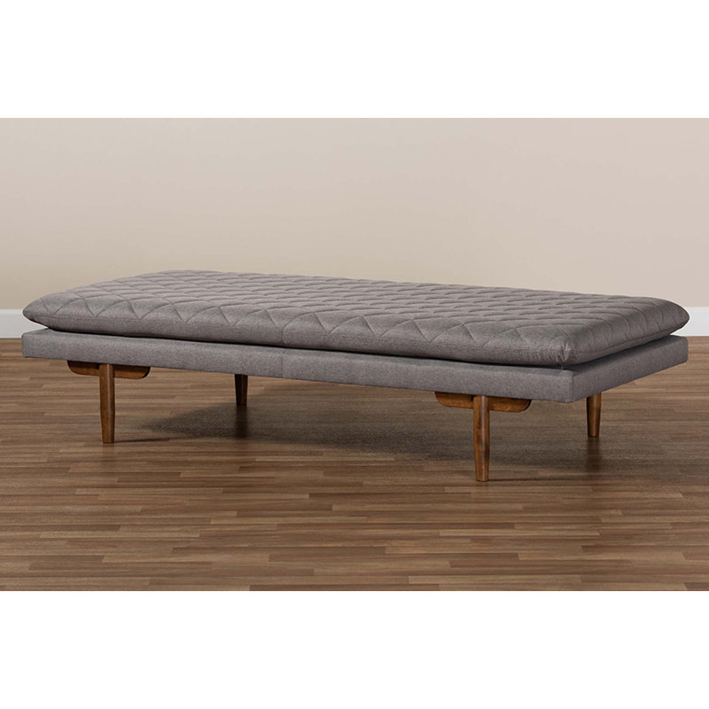 Lit de jour simple en bois massif Serna, Gris/noyer