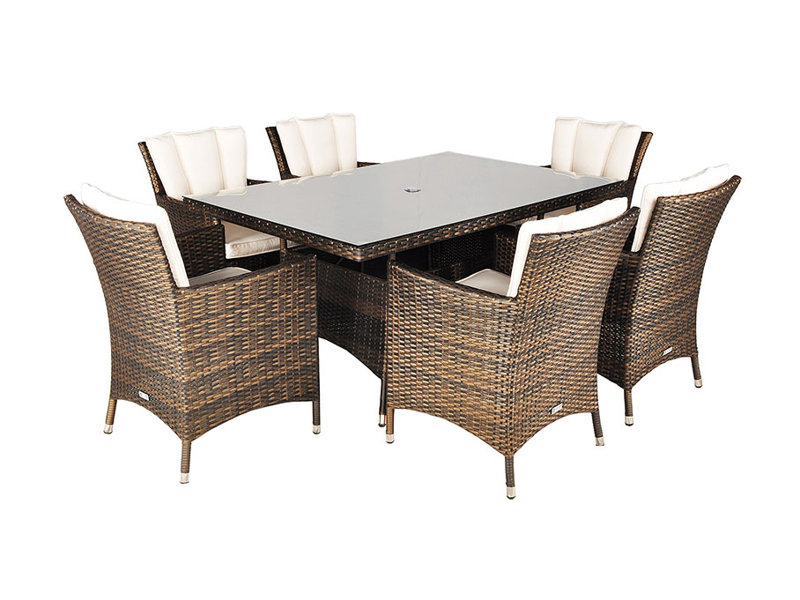 Harold 6 - Person Wicker Patio Dining Set with Rectangular Table , Cushions Included