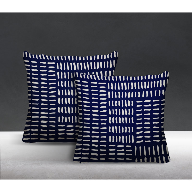 Outdoor Reversible Throw Pillow, 17W" x 17H", Navy Blue