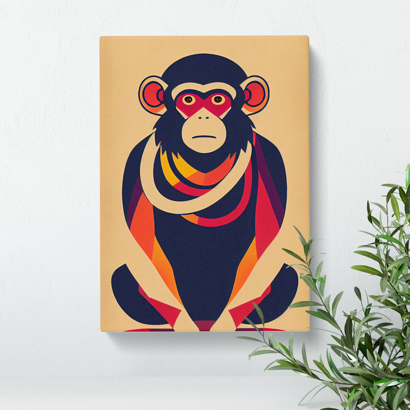 Abstract Monkey No.2 - Wall Art, 50cm H x 35cm W x 2cm D, Wrapped Canvas