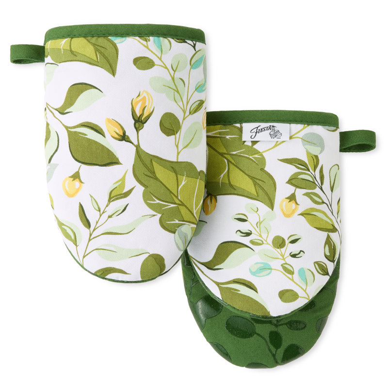 Ensemble de 2 petites mitaines de four FIESTA Luscious Forest, vert jade, 5,5 po x 8 po