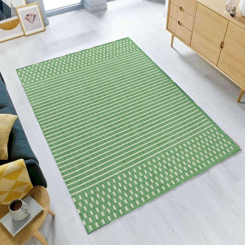 Tapis rayé vert Cabana, Rectangle 3 pi 3 po x 5 pi
