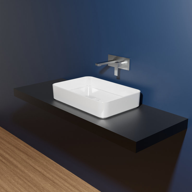WS Bath Collections Mood 15.7'' Ceramic Rectangular Bathroom Sink, Glossy White