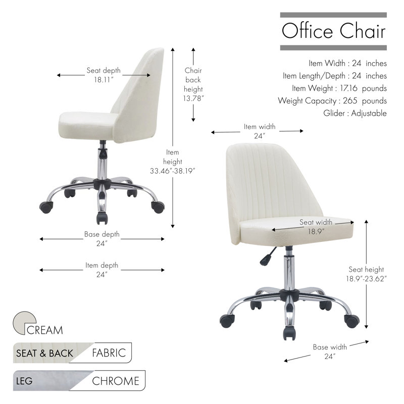 Chaise de bureau Beppe, Crème
