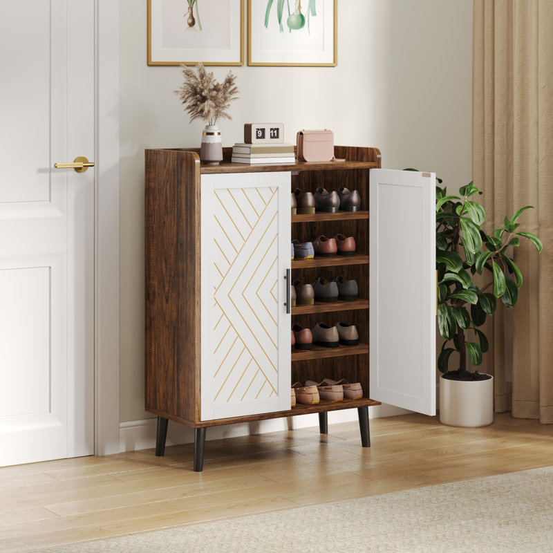  5-Tier Shoe Storage Cabinet With Adjustable Shelves, Brown