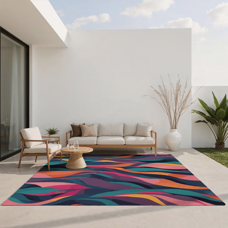 Tapis intérieur et extérieur Neon Warp, Rectangle 9 pi x 12 pi