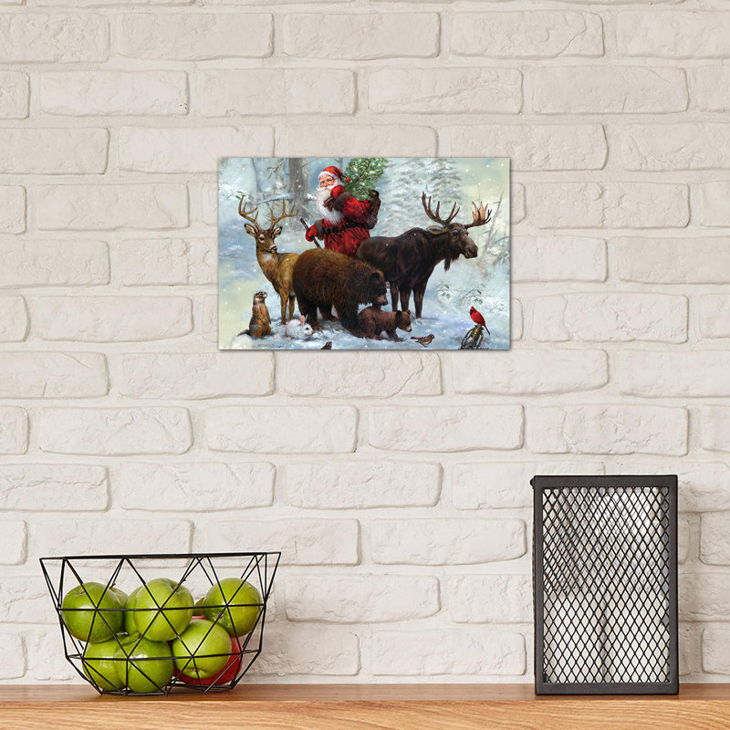 Santa's Best Friends - Wrapped Canvas Painting, 20.32cm H x 30.48cm W x 1.91cm D