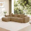 Canapé modulaire en L à 3 places avec passepoil à bordure française, sans assemblage requis, canapé 3 places avec coussins décoratifs et 1 repose-pieds mobile, tissu de velours-548298012