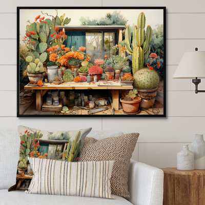 Mexico Cactus Oasis Impasto III - Mexico Wall Art