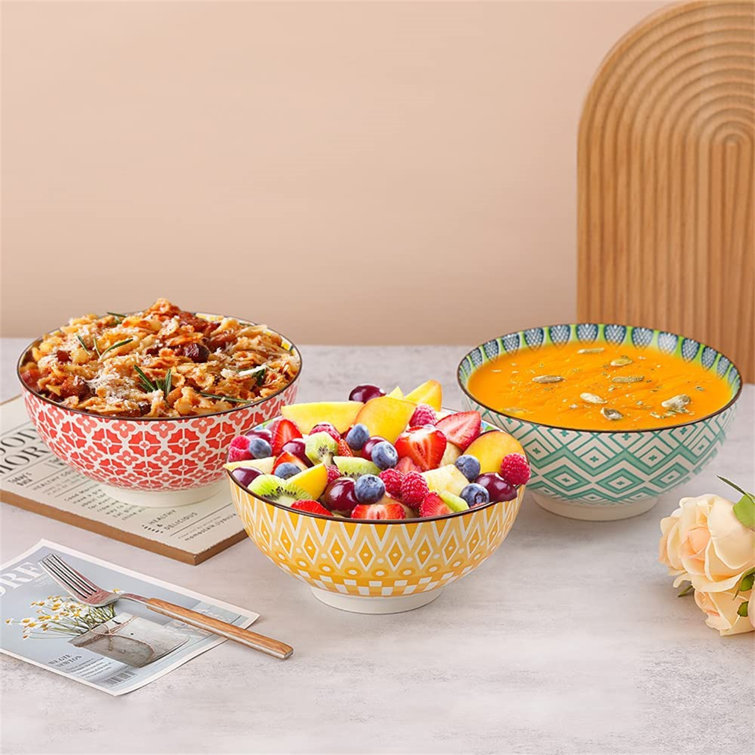 Porcelain Bowls Set of 4, Ceramic Salad Bowl, Large Serving Bowl for  Desserts, Ramen, Pho, Noodles, 35 Ounce,8-inch Pho, Noodles, Asian dishes,  Set of
