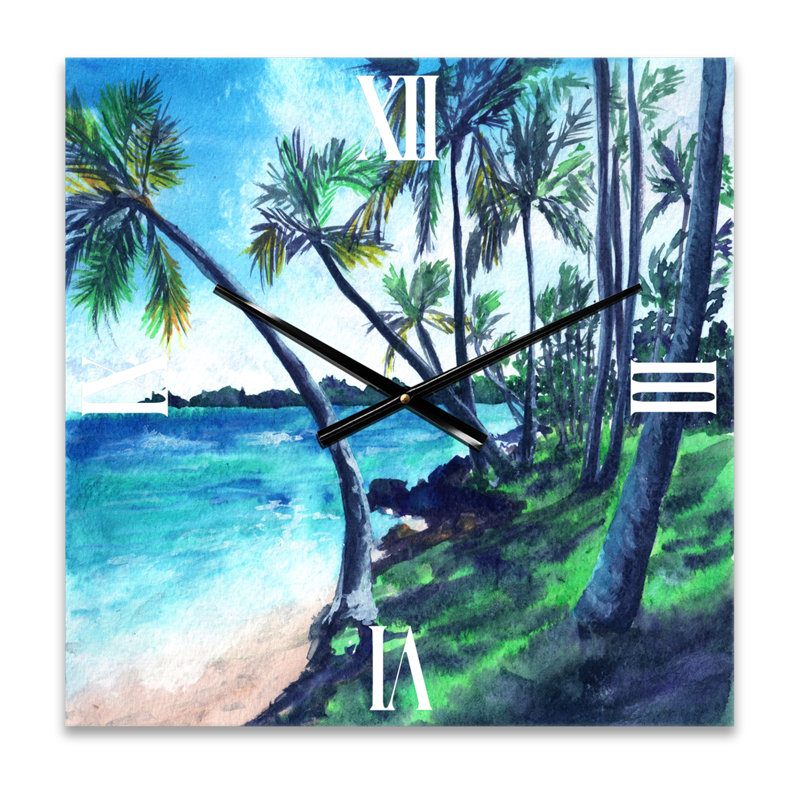 Tropical Beach in Summer Paradise - Horloge murale nautique et côtière, Petit