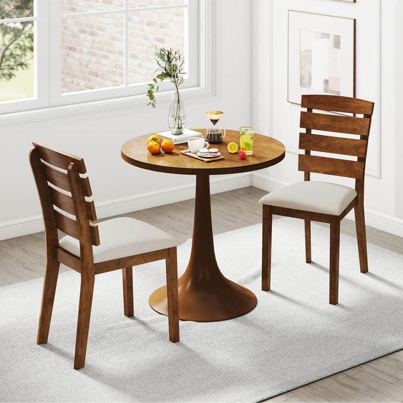 Chaise de salle à manger rembourrée avec dossier haut à lattes, 2