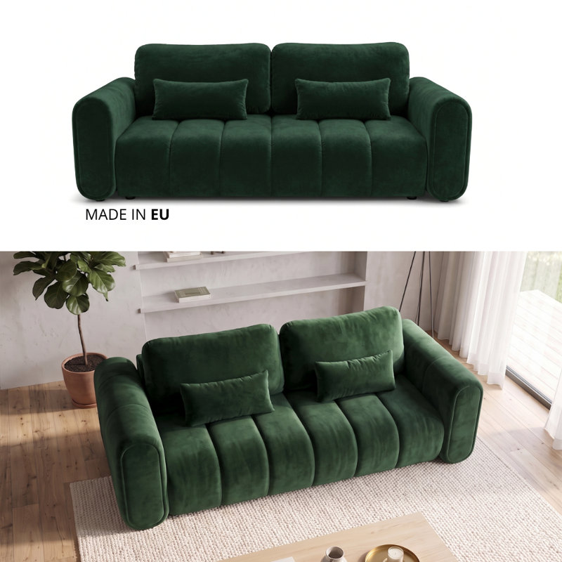 3 Seater Sofa Bed with Cushions, Dark green RIVIERA 38