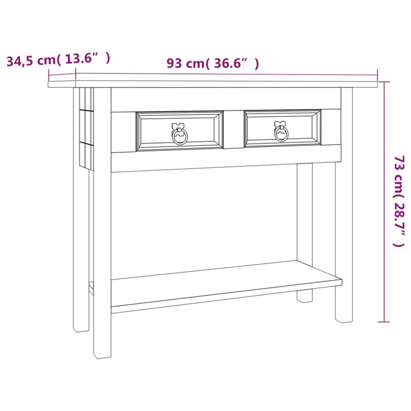 Dumfries 93cm Solid Wood Console Table