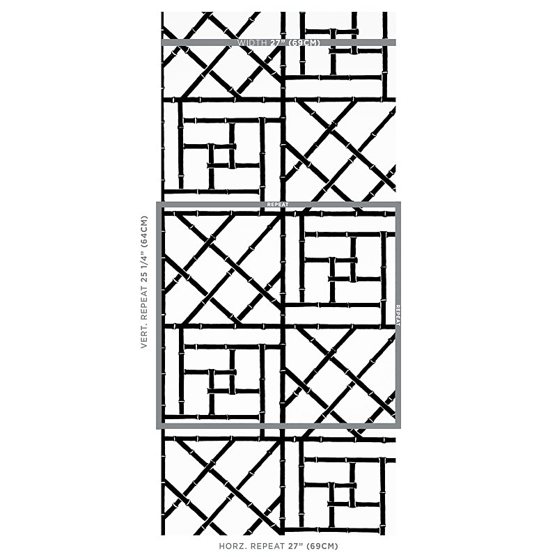 Schumacher x Cristina Buckley Trellis Wallpaper, Black