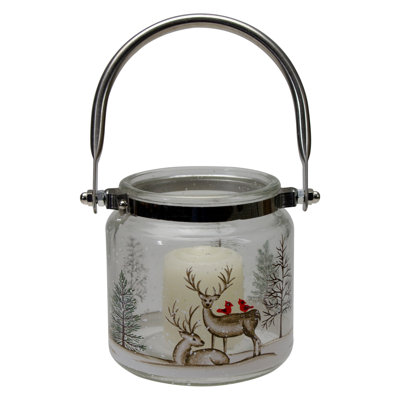 Porte-bougie de Noël en verre sans flamme 4 po
