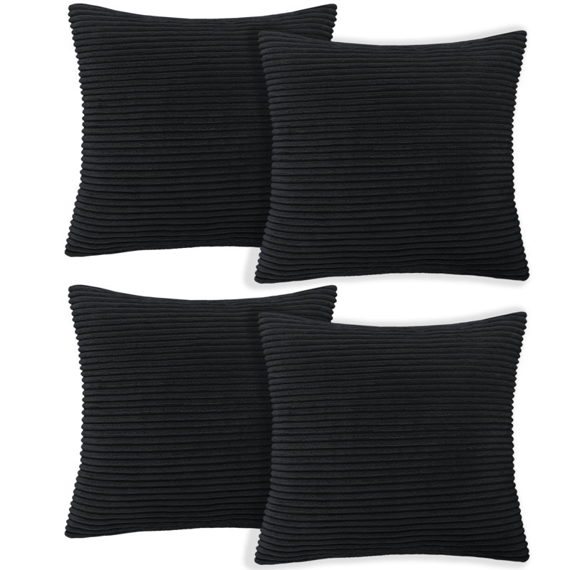 Striped Square Euro Cushion Cover, Black