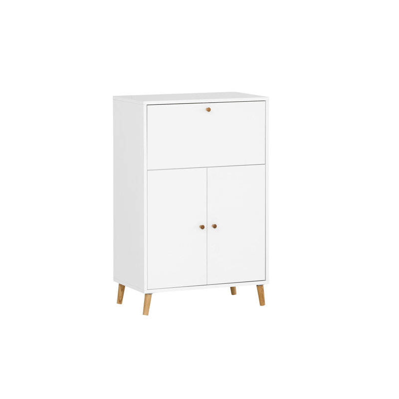 Datus Rectangular Desk with Cabinet, White
