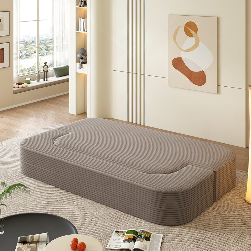 Canapé moderne pliable 2-en-1 avec couverture fonctionnelle et coussins moelleux, velours côtelé moelleux confortable pour la vie et la chambre à coucher