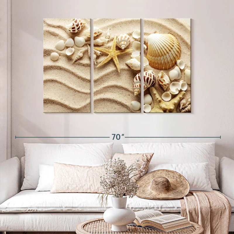 Aletra, coquillages sur les vagues de sable, H 32 po x l 50 po