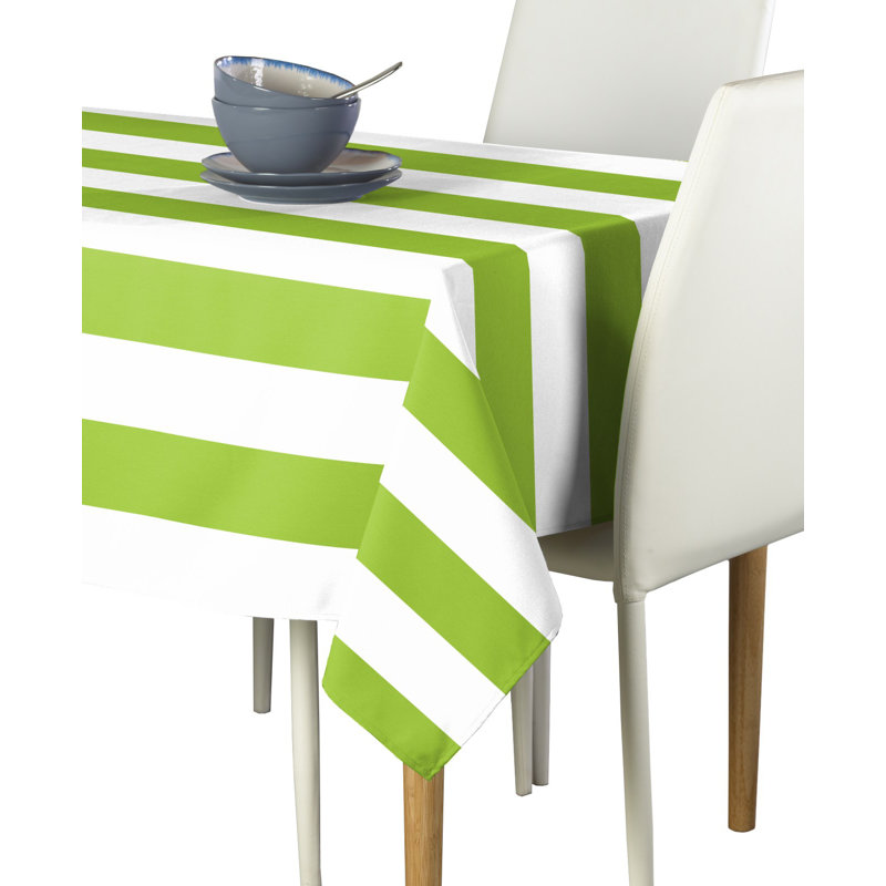 Milliken Signature Cotton Striped Tablecloth Rectangular Ervin Stripe, 104" L x 60" W, Lime