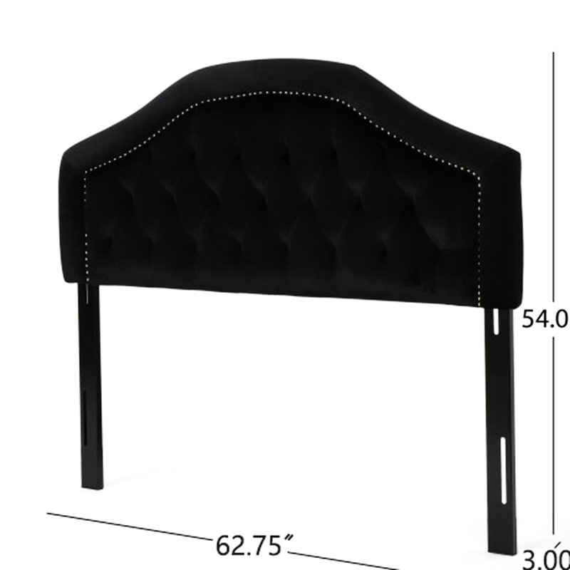 Tête de lit en velours noir à boutons pour une grande chambre à coucher moderne et confortable en velours, reflétant le goût contemporain avec capitonnage