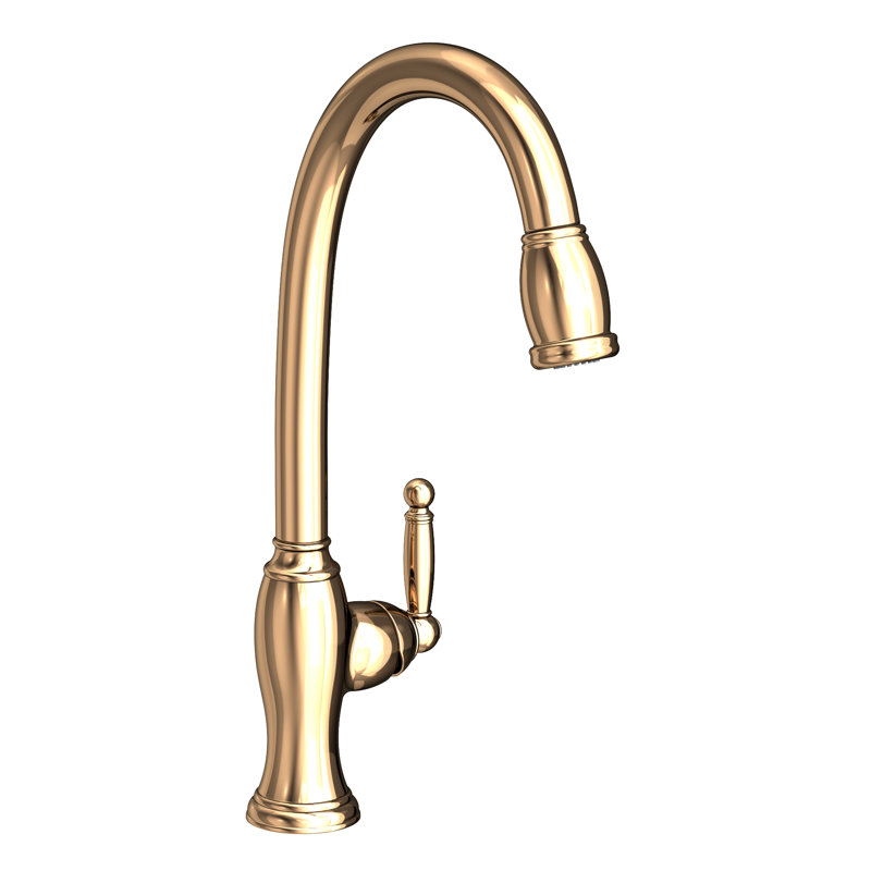 Nadya Single Handle Pull Down Kitchen Faucet, French Gold (PVD)