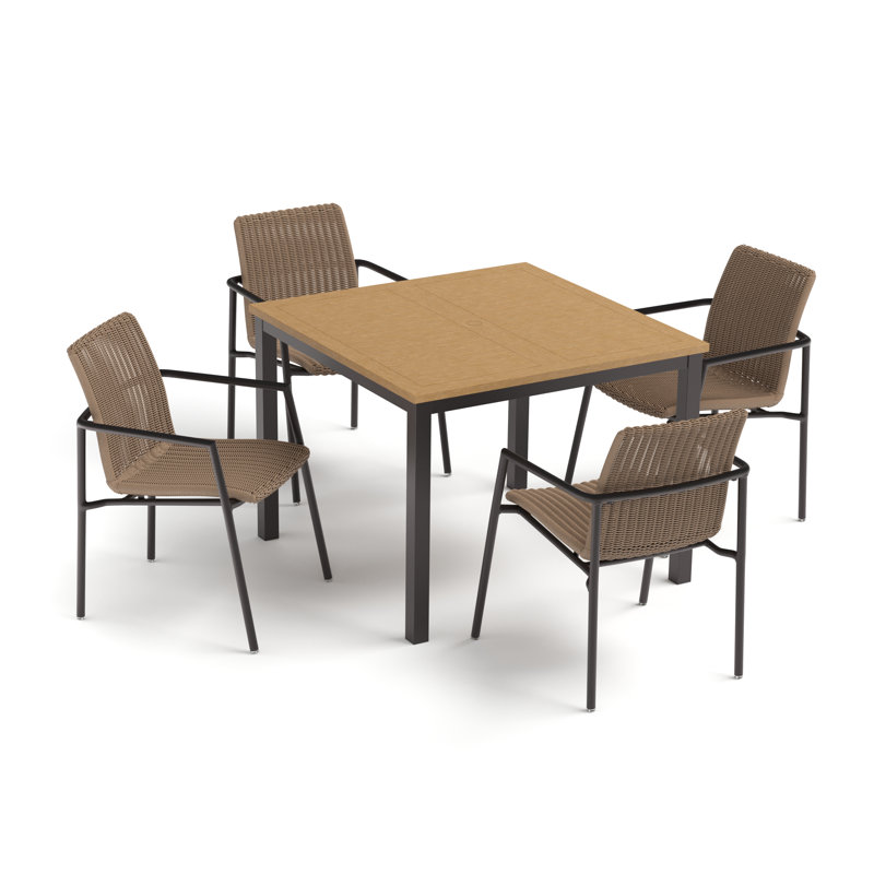 Orso & Travira 4 - Person Square 39" Long Powder Coated Aluminum Outdoor Dining Set