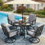 Ensemble de salle à manger 5 pièces pour patio - table ronde de 38 po + 4 chaises berçantes pivotantes